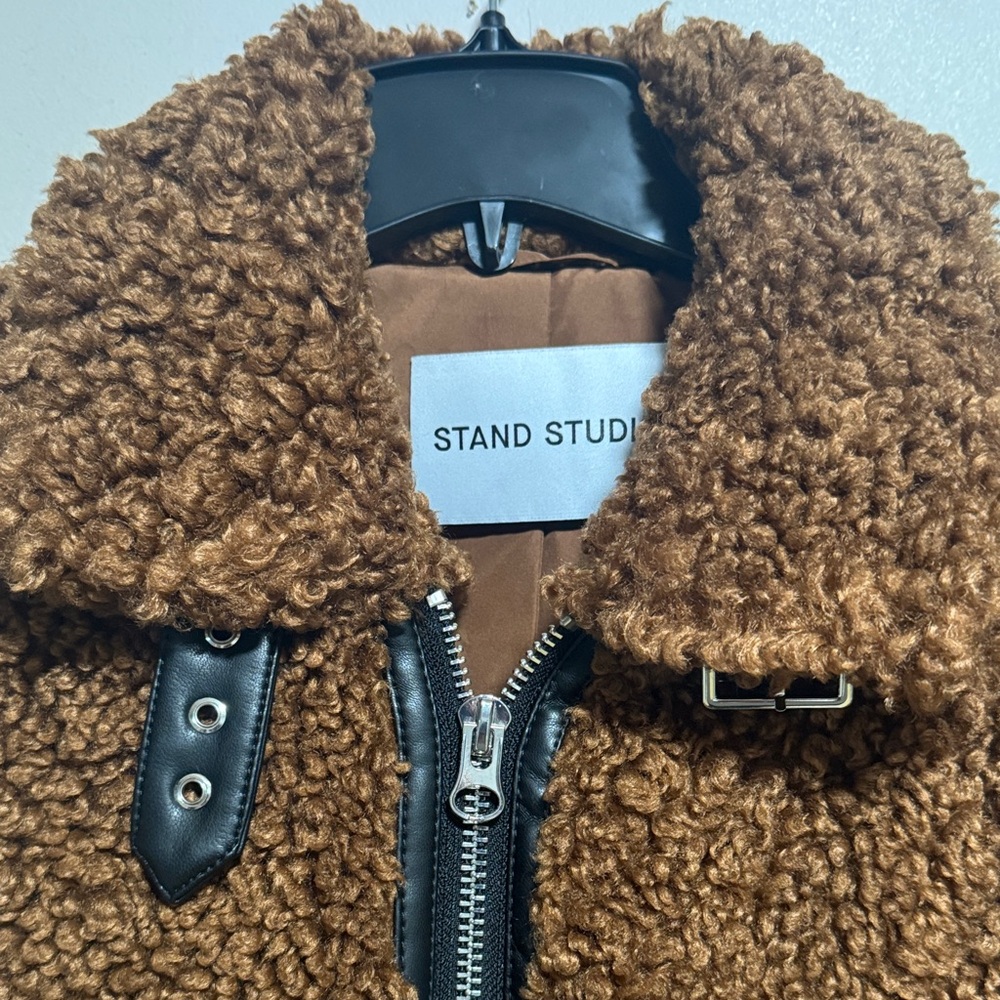 Stand Studio Women's Tan Teddy Jacket - Picture 3 of 4